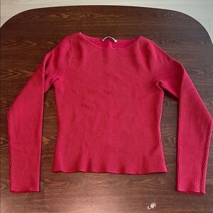 A&F Long-Sleeve Ottoman Slash Top - RED